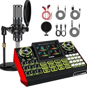 G9 Podcast Microphone Bundle with Live Sound Card Audio Mixer, Podcast Equipment