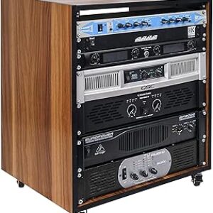 Sound Town DIY 12U Studio Rack with Furniture Grade Walnut Laminate, Rubber Feet