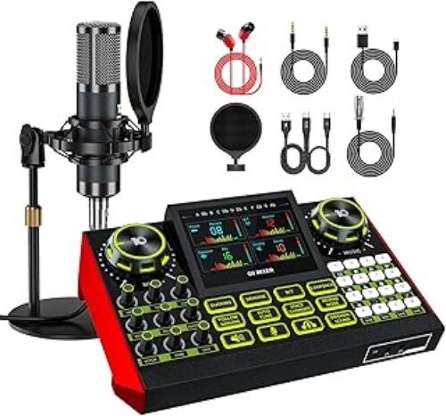 G9 Podcast Microphone Bundle with Live Sound Card Audio Mixer, Podcast Equipment