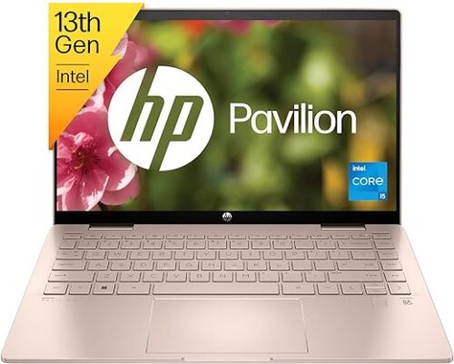 HP Pavilion x360, 13th Gen Intel Core i5-1335U, 14-inch (35.6 cm), FHD, 16GB DDR4, 1TB SSD, Intel Iris Xe Graphics, FPR, 5MP Camera w/Privacy Shutter (Win 11, MSO 2021, Rose Gold, 1.51 kg), ek1009TU