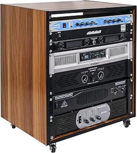 Sound Town DIY 12U Studio Rack with Furniture Grade Walnut Laminate, Rubber Feet