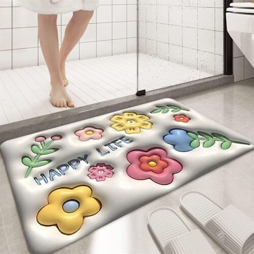 3D Non-Slip Stone Bath Mat Absorbent Quick-Dry